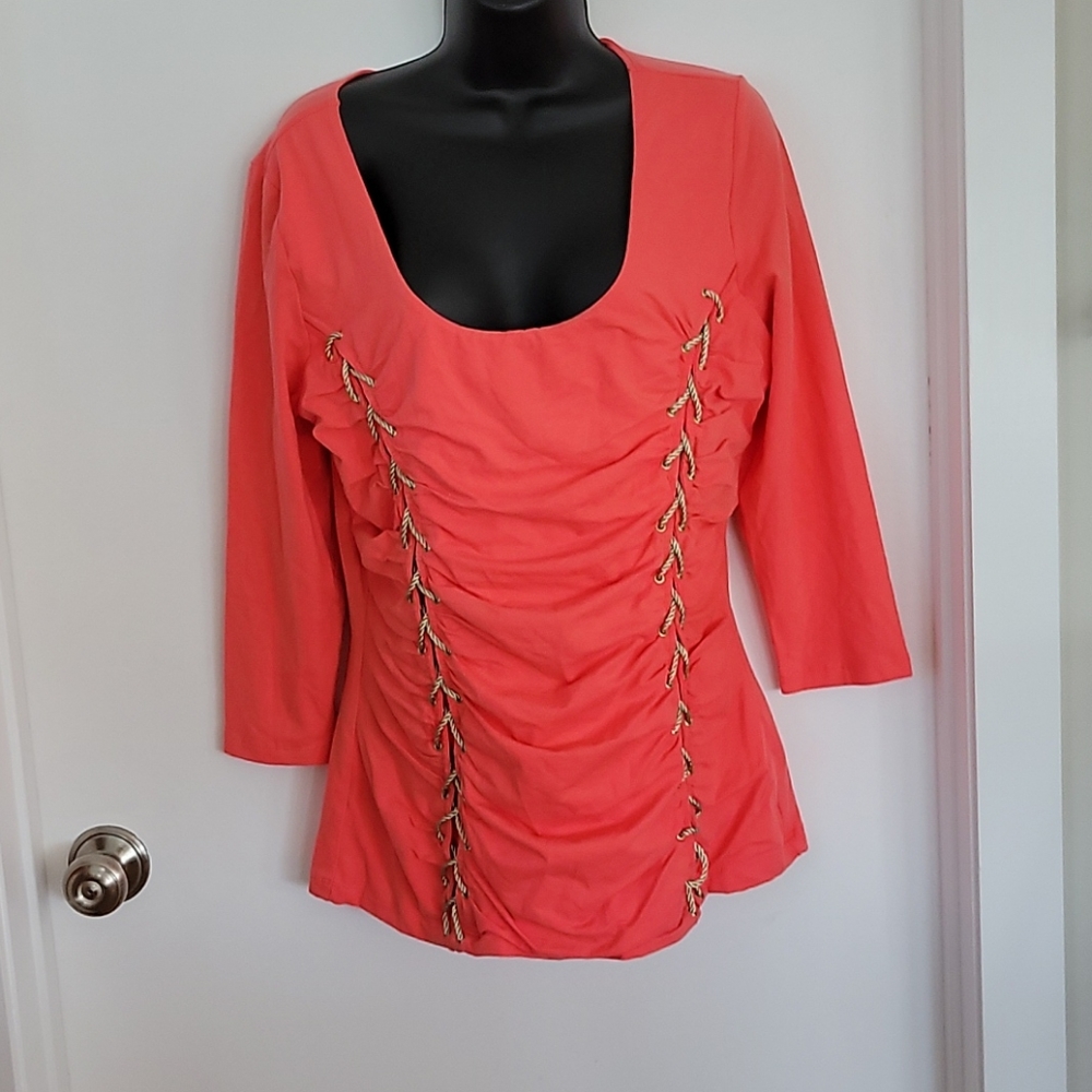 NWT BOSTON  PROPER LACE UP RUCHED TOP